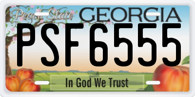 GA license plate PSF6555