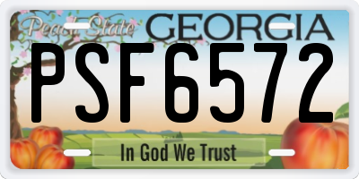 GA license plate PSF6572