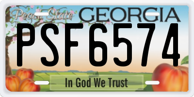GA license plate PSF6574