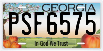 GA license plate PSF6575