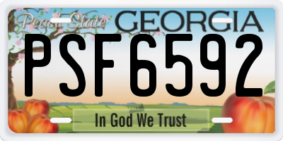 GA license plate PSF6592