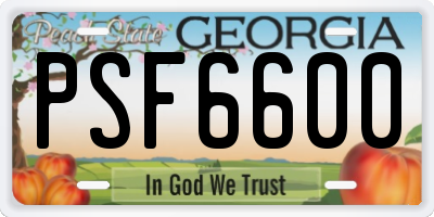 GA license plate PSF6600