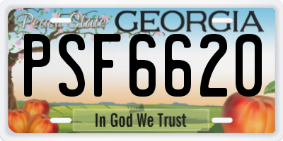GA license plate PSF6620
