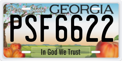 GA license plate PSF6622