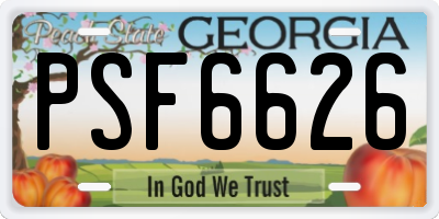 GA license plate PSF6626