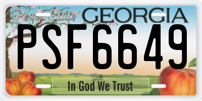 GA license plate PSF6649