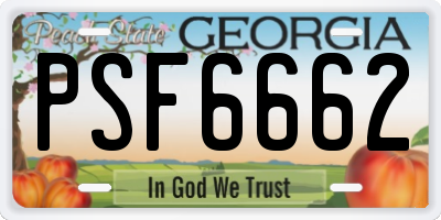 GA license plate PSF6662