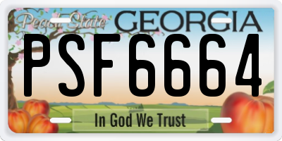 GA license plate PSF6664