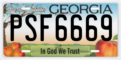GA license plate PSF6669