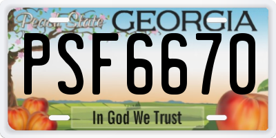 GA license plate PSF6670