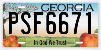 GA license plate PSF6671