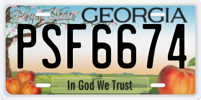 GA license plate PSF6674