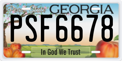 GA license plate PSF6678