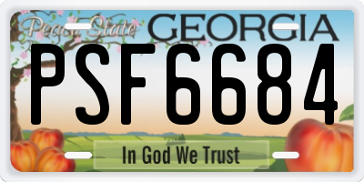 GA license plate PSF6684