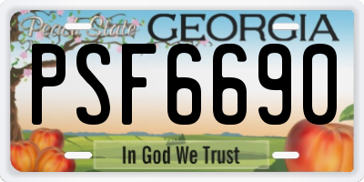 GA license plate PSF6690