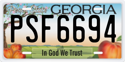 GA license plate PSF6694