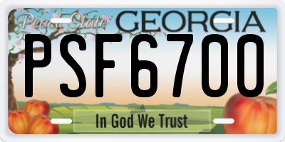 GA license plate PSF6700