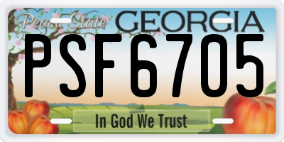 GA license plate PSF6705