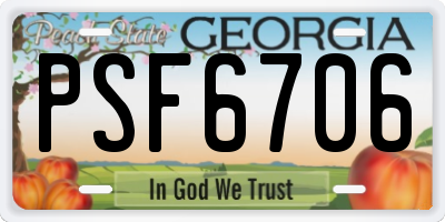 GA license plate PSF6706