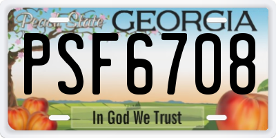 GA license plate PSF6708