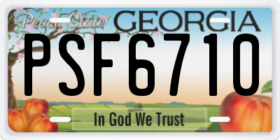 GA license plate PSF6710