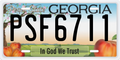 GA license plate PSF6711