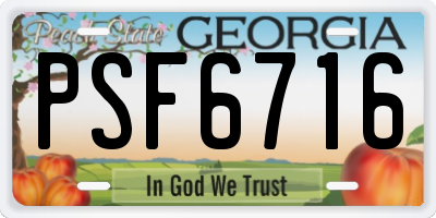 GA license plate PSF6716
