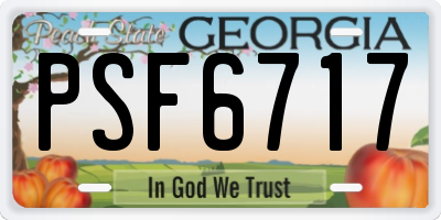 GA license plate PSF6717