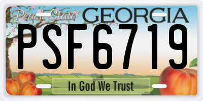 GA license plate PSF6719