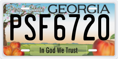 GA license plate PSF6720