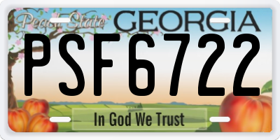 GA license plate PSF6722