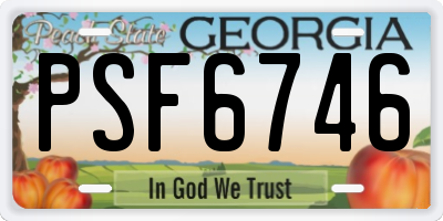 GA license plate PSF6746