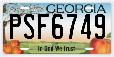 GA license plate PSF6749