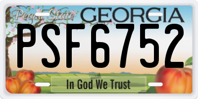 GA license plate PSF6752