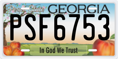 GA license plate PSF6753