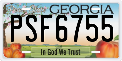 GA license plate PSF6755