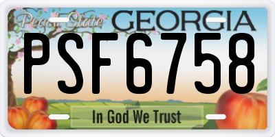 GA license plate PSF6758