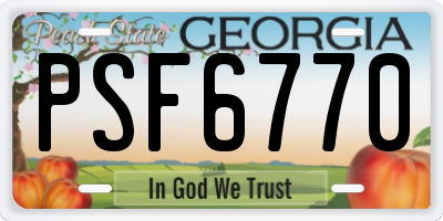 GA license plate PSF6770
