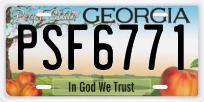 GA license plate PSF6771