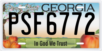 GA license plate PSF6772