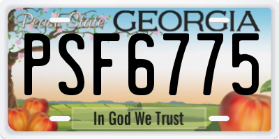 GA license plate PSF6775