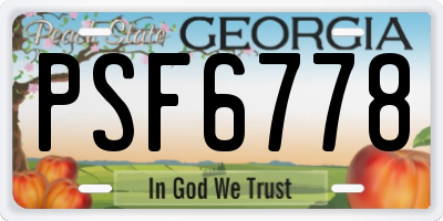 GA license plate PSF6778