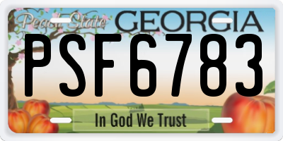 GA license plate PSF6783