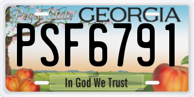 GA license plate PSF6791