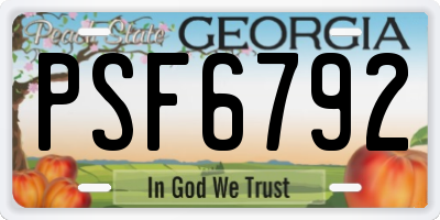GA license plate PSF6792