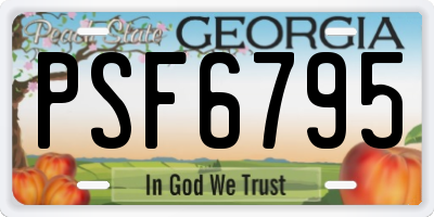 GA license plate PSF6795