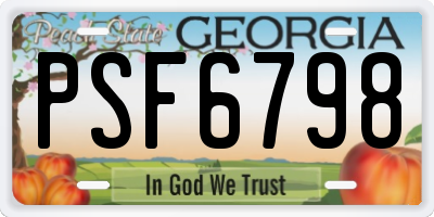 GA license plate PSF6798