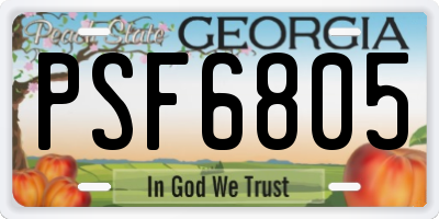 GA license plate PSF6805
