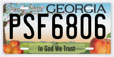 GA license plate PSF6806