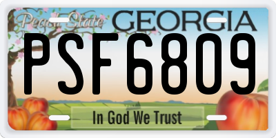 GA license plate PSF6809